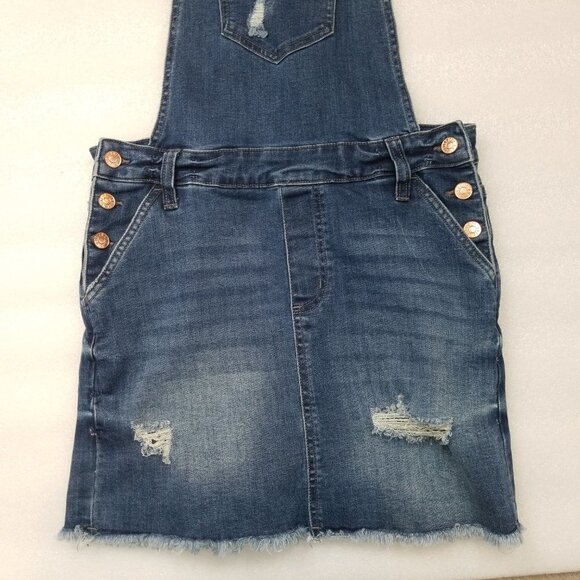 Celebrity Pink Distressed Jean Overalls Dress S - Picture 3 of 12